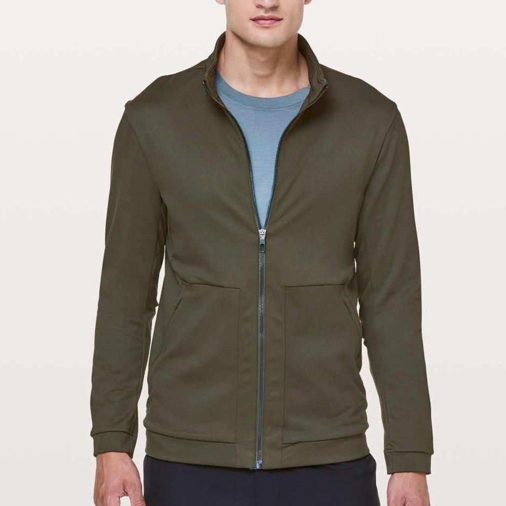 Lululemon Mens Division Track Jacket Dark Olive Green Full Zip Luxtreme Large L